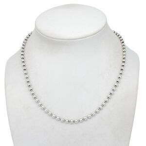 Vintage Shube Italy Sterling Silver 925 4mm Bead Ball Necklace 16"